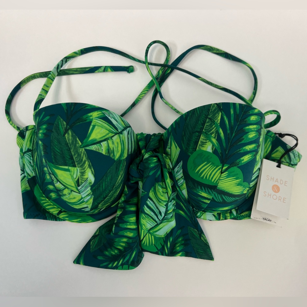 Shade & Shore light lift vacay palm green bikini top 34C